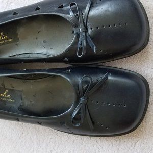 Black Italian leather Amelia flat pumps 7.5